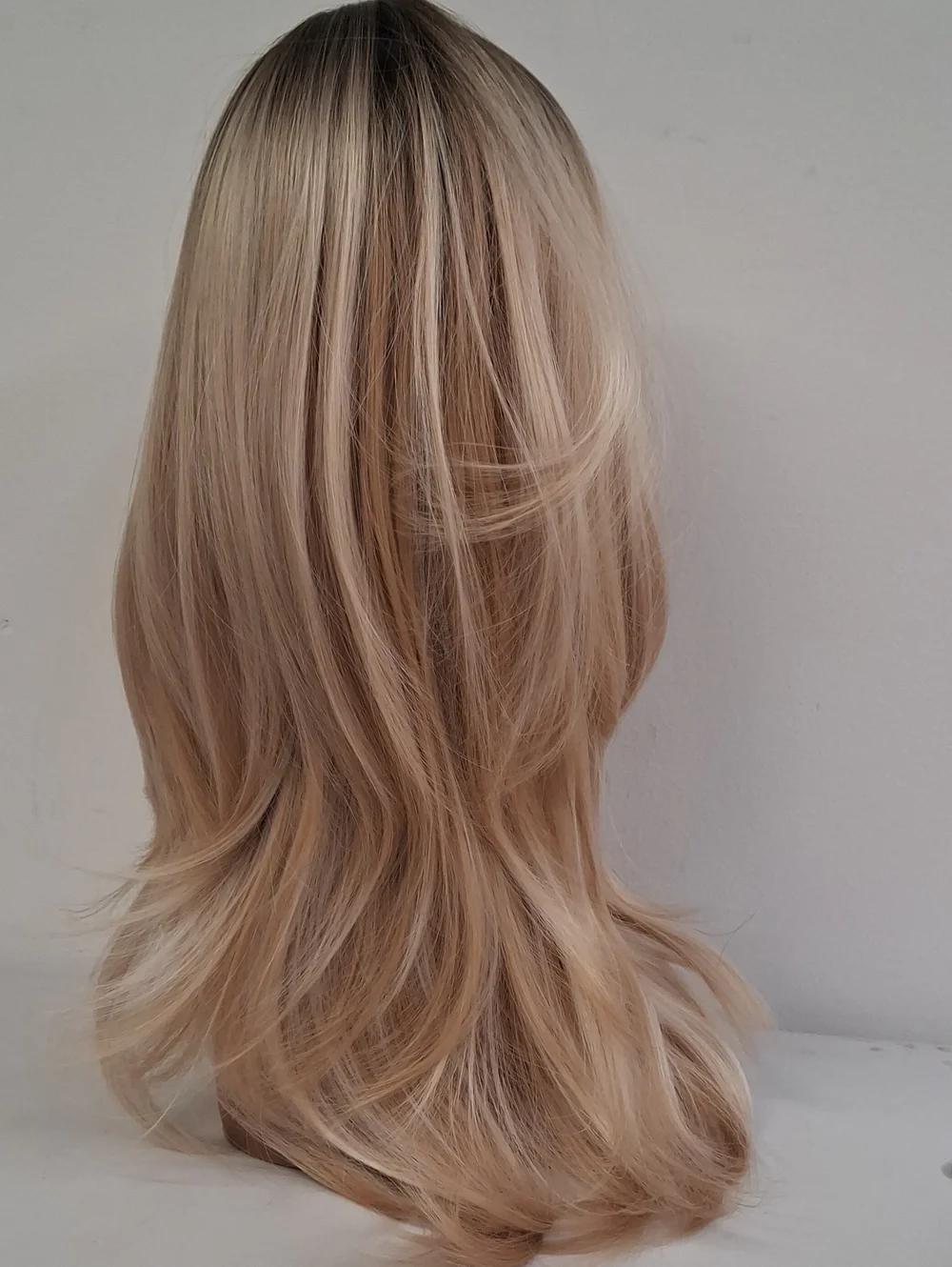 NWT Womens Long Layered Blonde Wig Bangs Heat Resistant